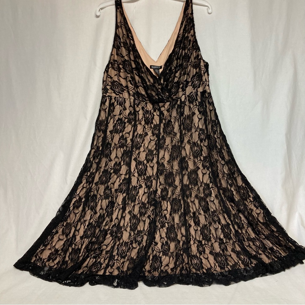 GLAMOUR Y2K BABYDOLL FIT & FLARE SHEER LACE BLACK  HOLIDAY DRESS SIZE 20W